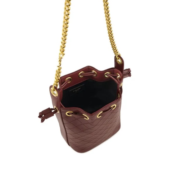 Saint Laurent Cassandre Mini Quilted Leather Bucket Shoulder Bag in Burgundy NWT - Picture 5 of 12